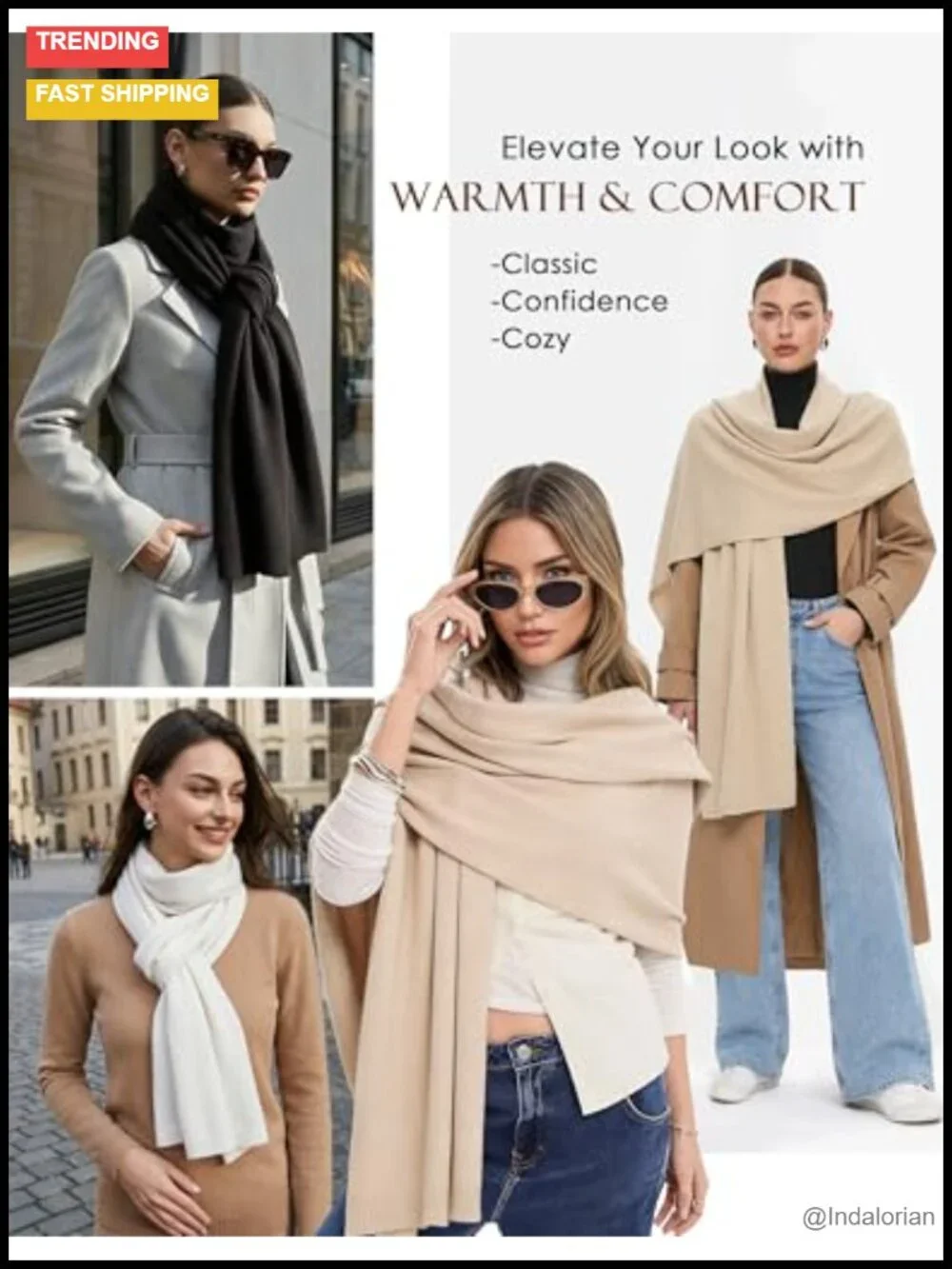 Thick Warm Pashmina Shawl Wrap Extra Long Bridal Winter Scarf Luxury Evening